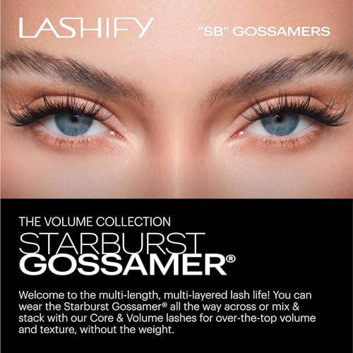 Lashify Star Burst 14mm Gossamer Lashes Refill, Multi-Length Multi-Layer Black